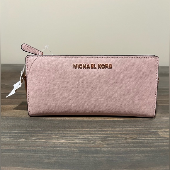 ✨🏷️SALE✨NWT Michael Kors Jet Set Lg Carryall Bifold Wallet w/ Card Case, Blossom - Picture 2 of 12